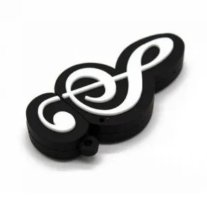 Флешка Скрипичный Ключ белый на черном фоне USB2.0 64Гб.