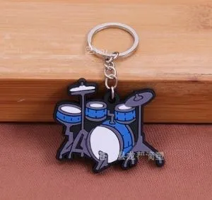 Брелок резиновый Ударная установка. Цвет синий.